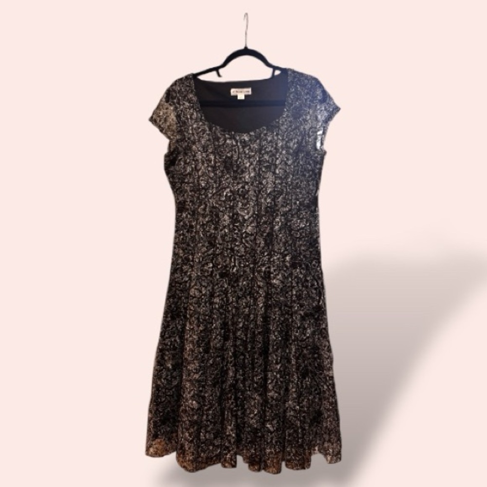 Coldwater Creek Black and White Patterned Midi Dress